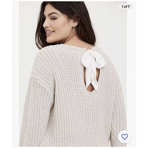 Torrid Cable Heart Ribbon Tie Back Sweater Top Plus Size 2x - Picture 2 of 10